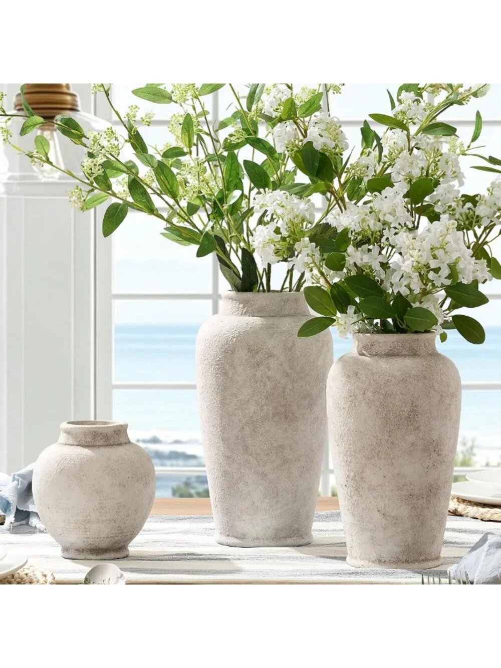 Rustic Ceramic Flower Vase - Small Decorative Pot for Home Decor & Table